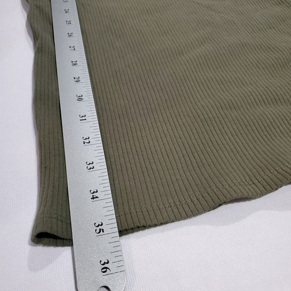 Wild Fable Dress Womens XL Y2K Green Ribbed Knit Long Sleeve White Flower Retro - Picture 8 of 9